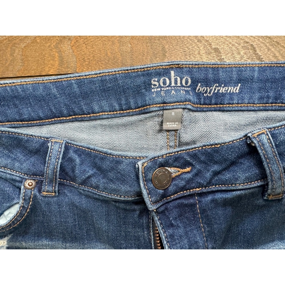 SOHO New York & Company Boyfriend Jeans Womens Size 8 Distressed Blue Denim - Picture 2 of 10